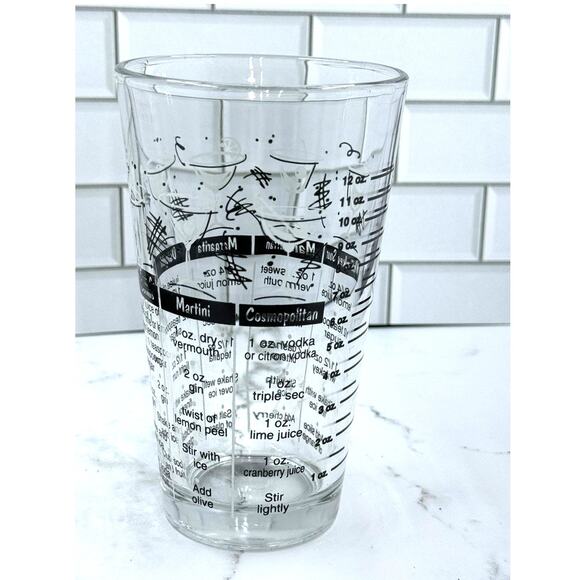 1960 Vintage Libby Bartender Bar Cocktail Mixed Drink Recipe Shaker Glass - Picture 3 of 5